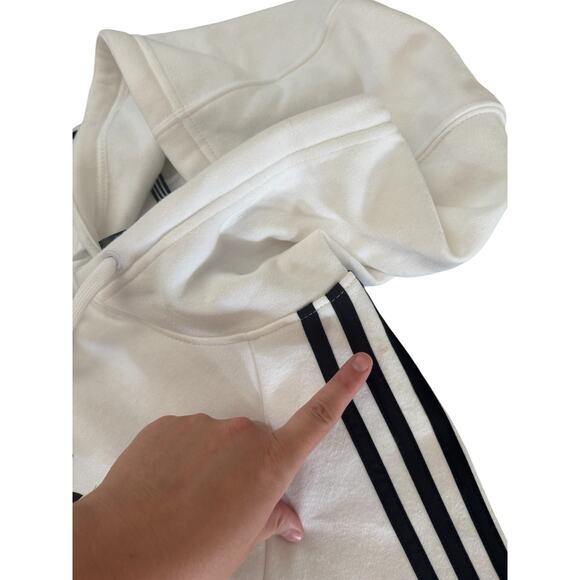 Adidas White 3-Stripes Hoodie Pullover Sweatshirt Men’s Size Small FL4840 - Picture 7 of 13